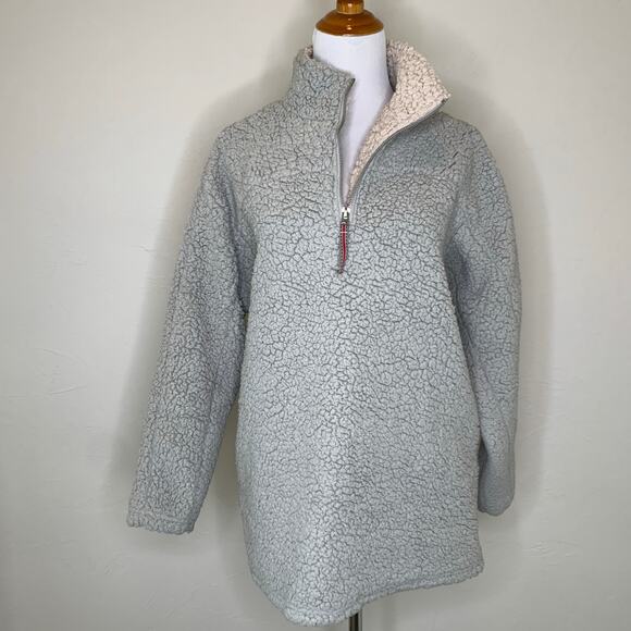 Gray Teddy Sweatshirt Pullover 1/4 zip Small - Picture 1 of 9